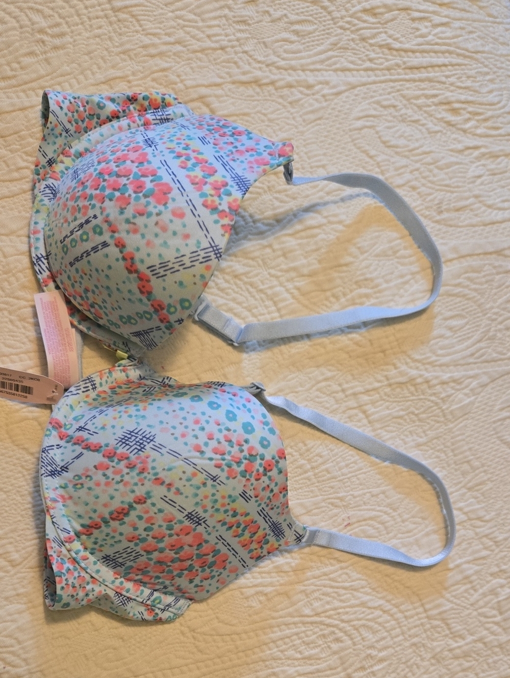 Victoria's Secret Light Blue Floral Print Bra